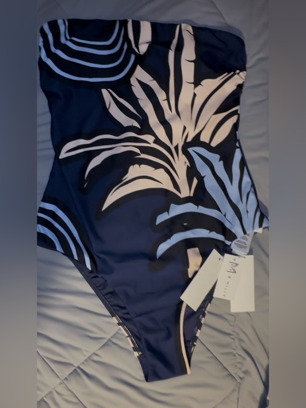 Milly Navy Floral One-Piece Swimsuit with Cream & Light Blue Print